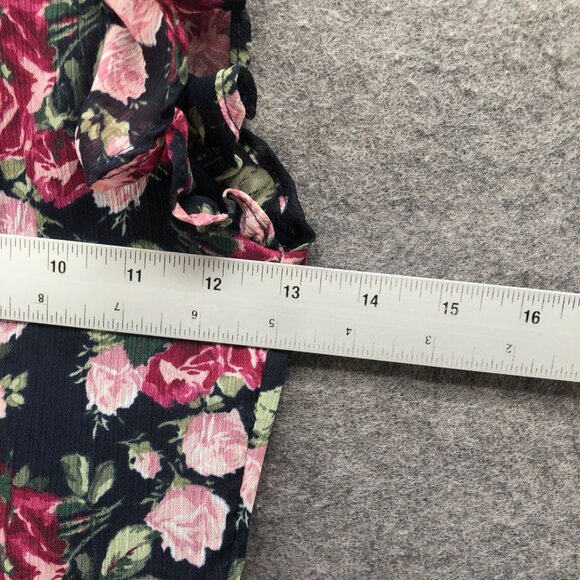 Janie & Jack Floral Chiffon Dress Girls Size 8 Blue Pink Ruffle Sleeveless - Picture 7 of 8